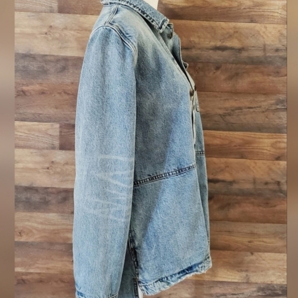 Free People Blue Denim Jacket with Embroidery Small - Picture 3 of 8